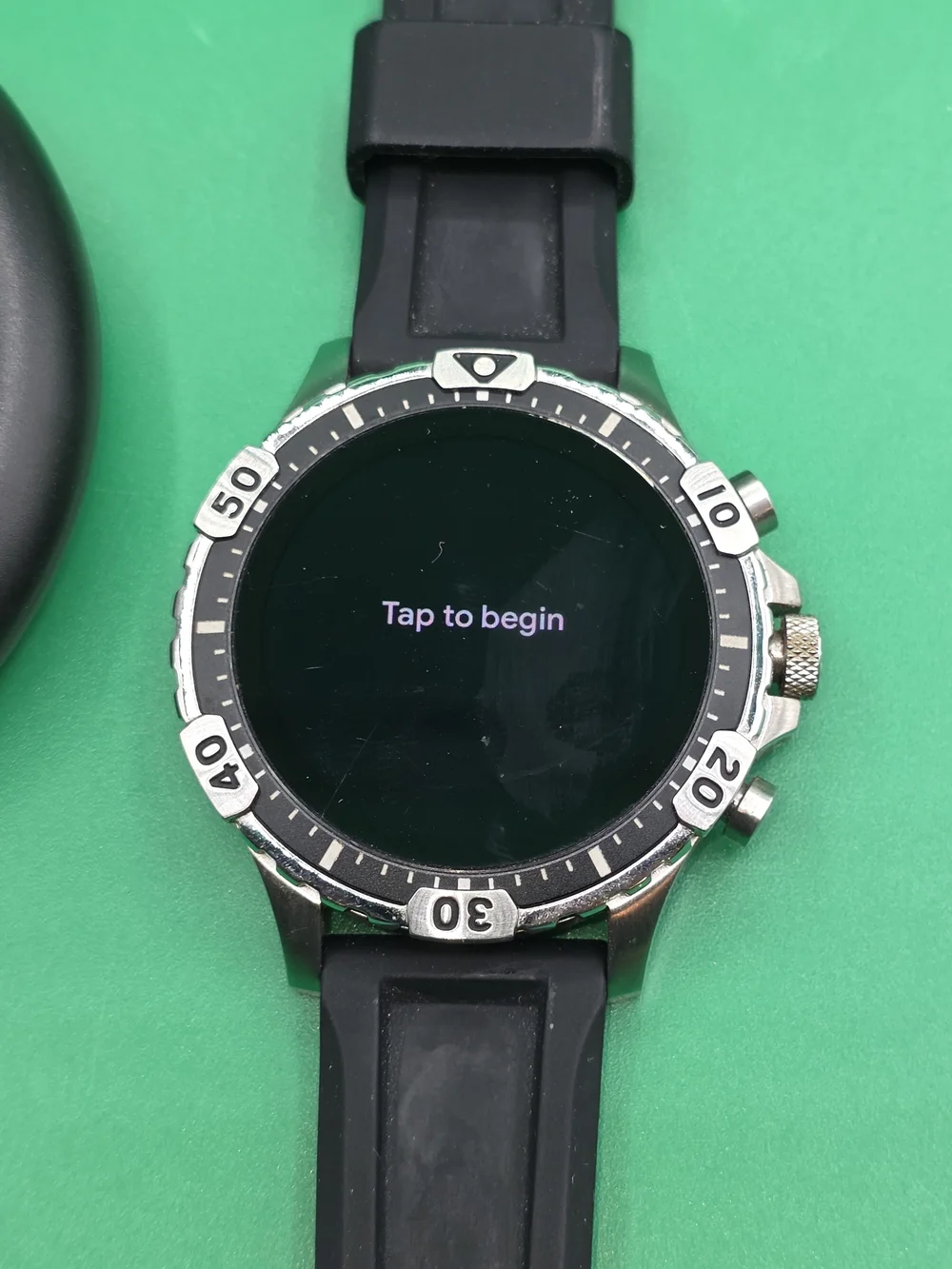 Fossil Gen 5 Garrett HR smartwatch with a black silicone strap
